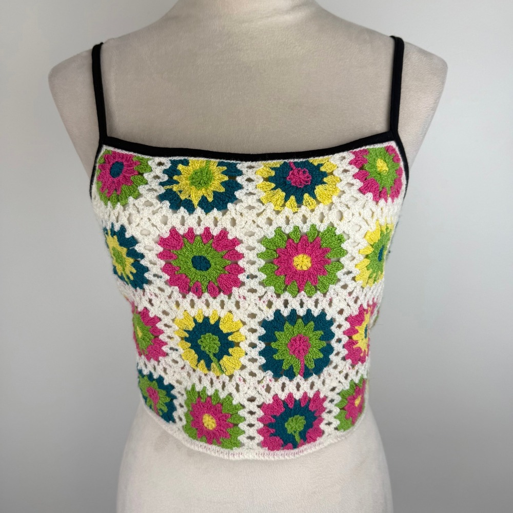 Wild Fable Crochet Floral Granny Square Cami Top Multi Color Womens‎ Sz Medium